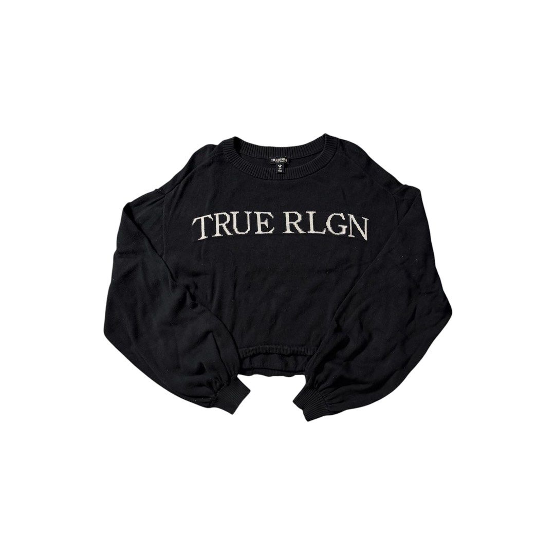 TRUE RELIGION BLACK CREWNECK (Category: Coats, Jackets and Outerwear) located in Dagupan City. Submitted by dgp.plvg (Listing ID 1436143040, Image 1). Description: TRUE RELIGION CREWNECK Size: Small Width: 20.5-21” Length: 18” Condition: Excellent Issues: signs of use only.