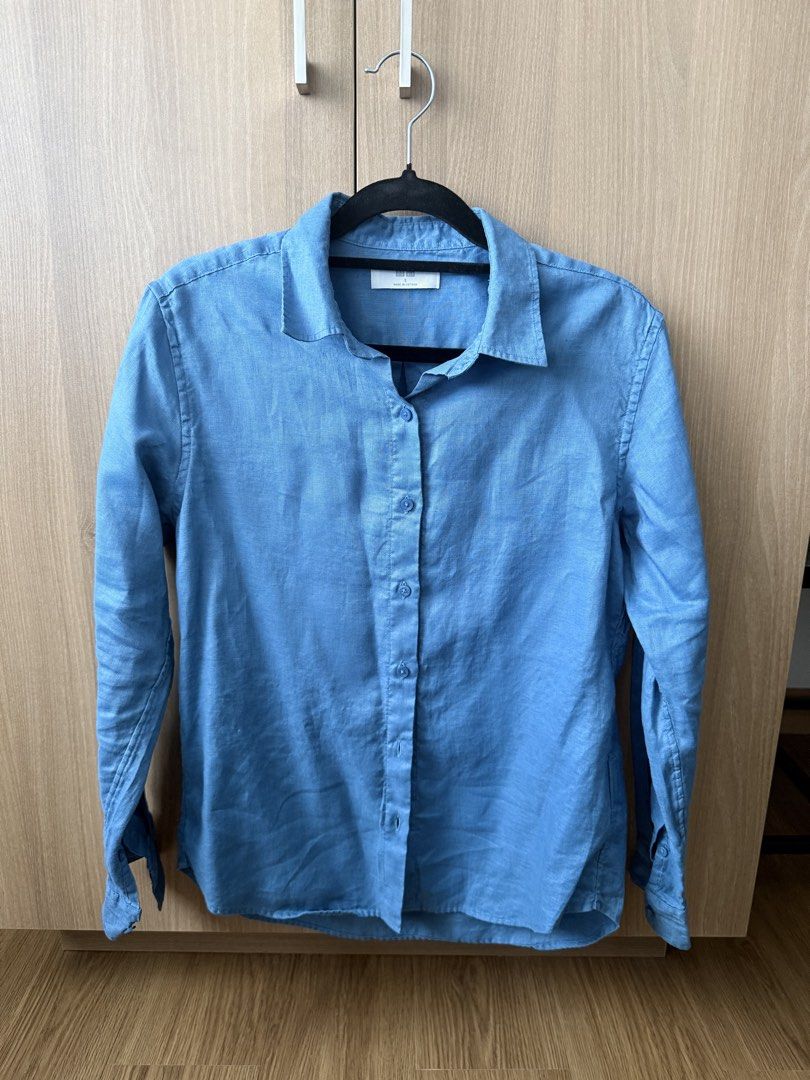 Uniqlo Linen Longsleeves (Category: Shirts) located in Tuguegarao City. Submitted by Jarah (Listing ID 1436156959, Image 1). Description: Uniqlo Linen Longsleeves - blue (phased out color) bought last aug 2025 - used twice only, seldom used **inspo pic lang po yung last pic, but same line ng uniqlo linen .