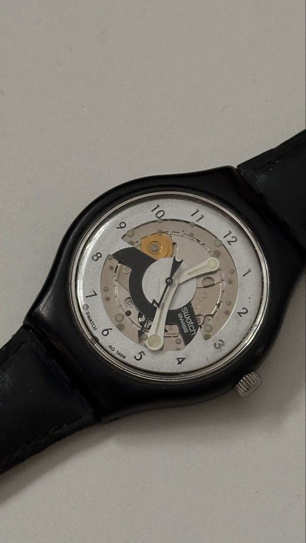 VINTAGE 90s skeleton SWATCH (negotiable) (Category: Luxury Watches) located in Manila. Submitted by bonita22_ (Listing ID 1436135349, Image 1). Description: - Swatch Automatic Skeleton (1991–1995 series) - automatic / mechanical (no battery) - negotiable :) .