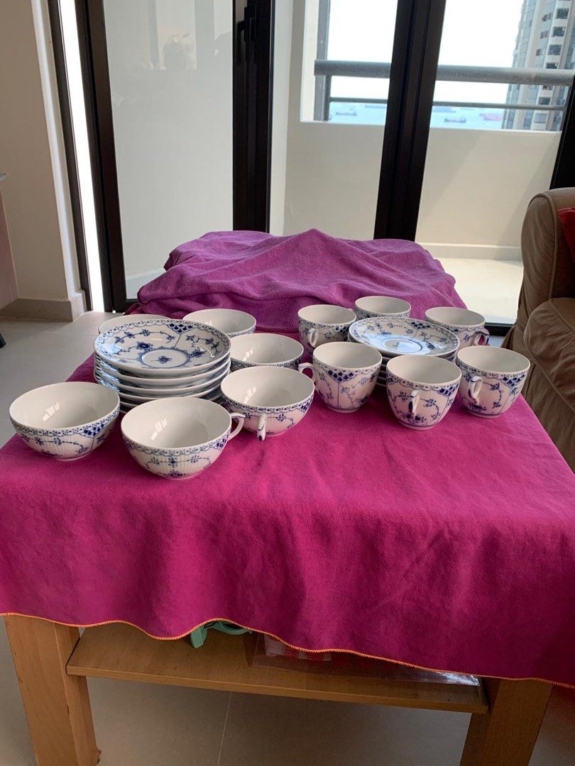 Vintage Blue and White Porcelain Dinnerware Set