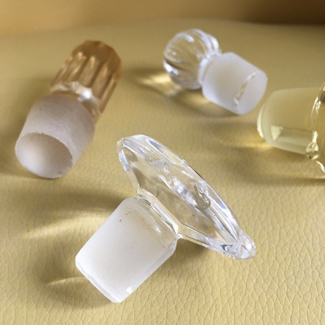 Vintage Glass Decanter Stoppers (Category: Looking For) located in Tarlac. Submitted by greatfindstrlc (Listing ID 1436163481, Image 3). Description: 4 pcs. Different designs, colors and cork fittings to match specific decanter style. 2 pcs. with chip damage due to its prime age, refer to pic..