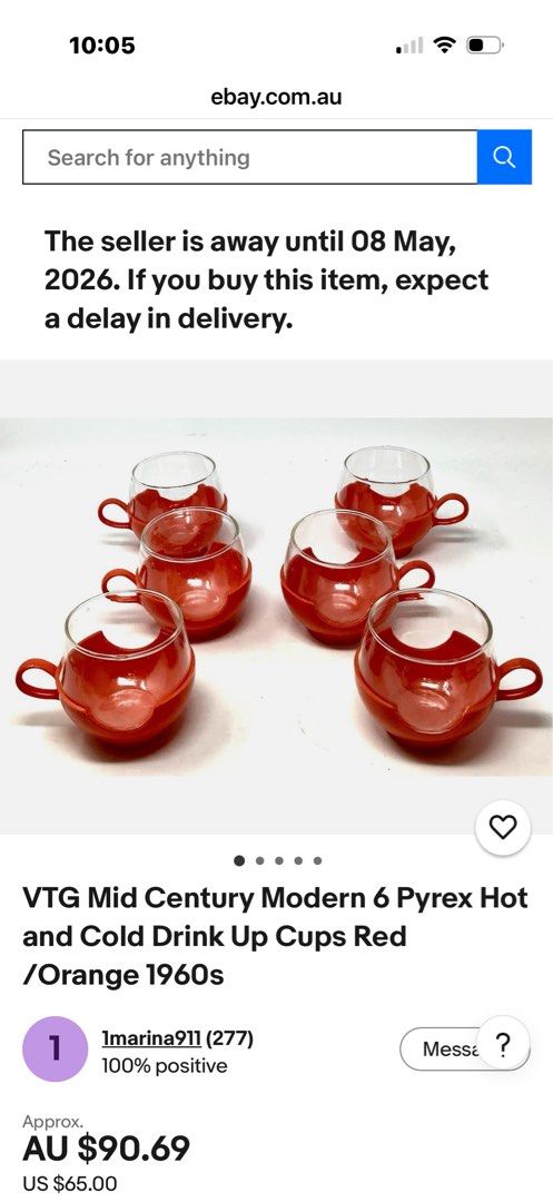 Vintage Pyrex, 1960s collectible Cups446011920561612804
