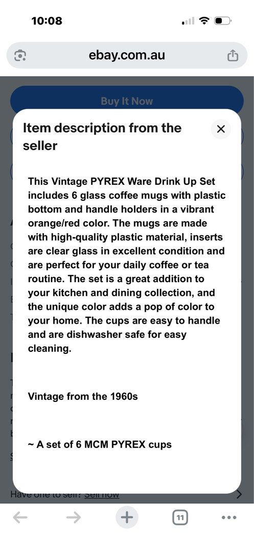 Vintage Pyrex, 1960s collectible Cups446011920561612805