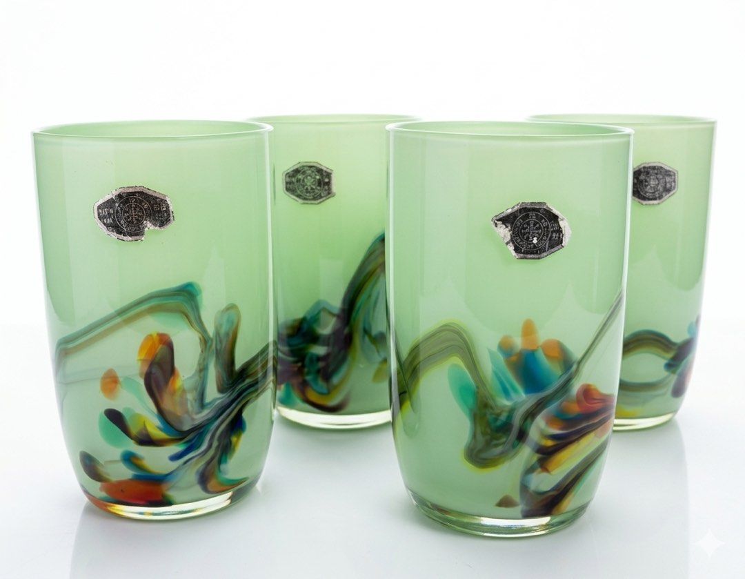 Vintage retro green drinking glasses