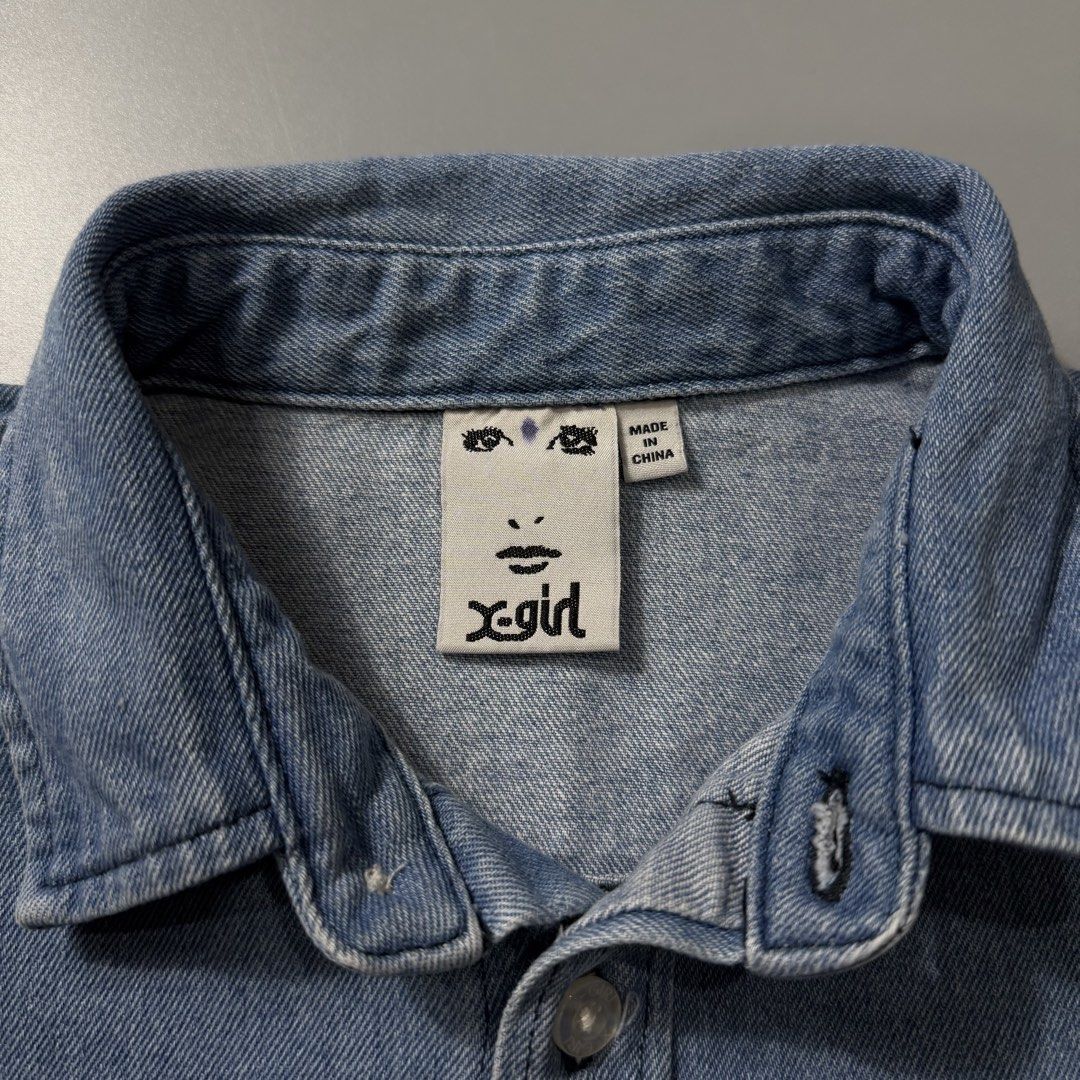 Y2K X-GIRL DENIM JACKET (Category: Coats, Jackets and Outerwear) located in Dagupan City. Submitted by dgp.plvg (Listing ID 1436144327, Image 3). Description: Y2K X-GIRL DENIM JACKET Size: Medium fits Large boxy Width: 24” Length: 28” Condition: good as new Issues: none. .