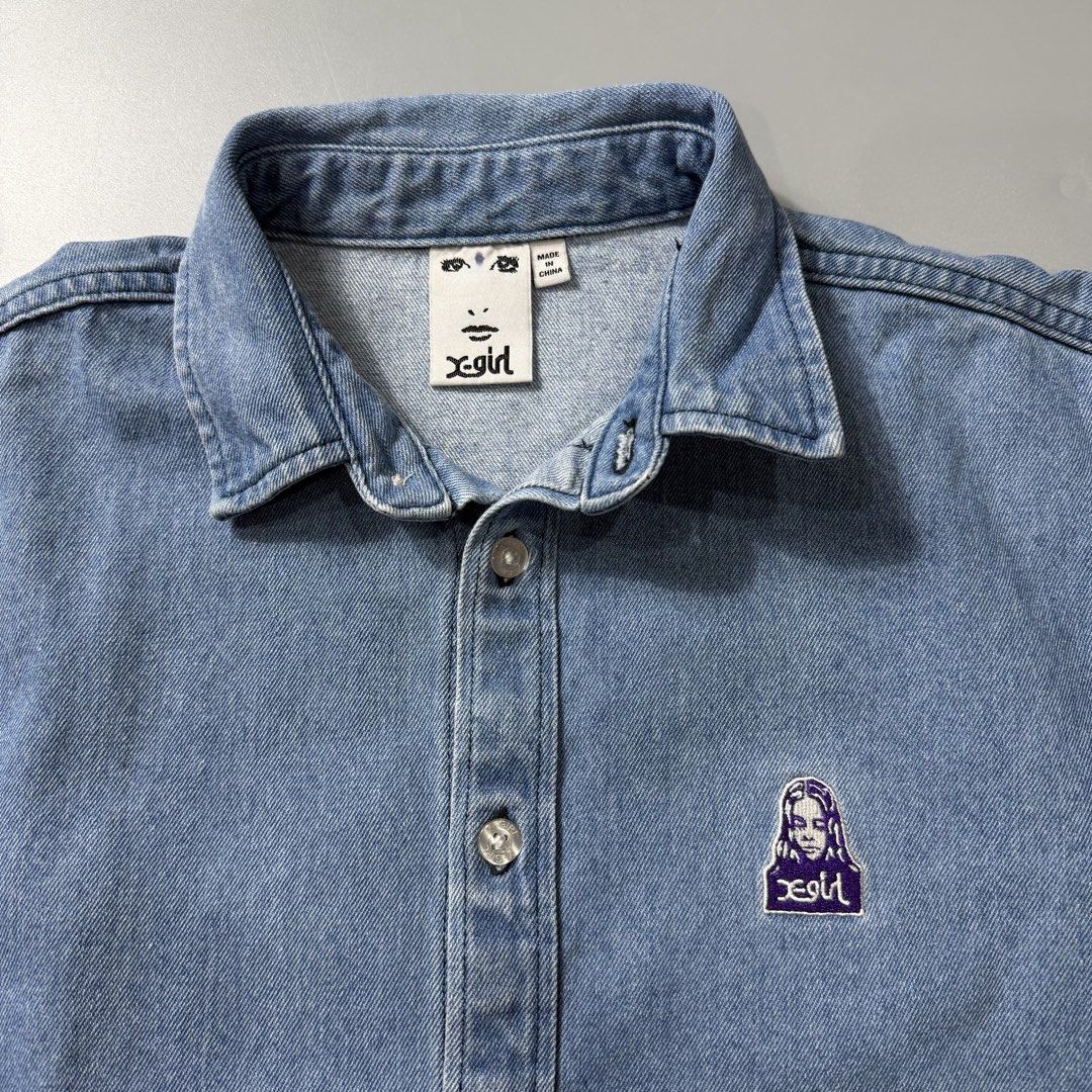 Y2K X-GIRL DENIM JACKET (Category: Coats, Jackets and Outerwear) located in Dagupan City. Submitted by dgp.plvg (Listing ID 1436144327, Image 2). Description: Y2K X-GIRL DENIM JACKET Size: Medium fits Large boxy Width: 24” Length: 28” Condition: good as new Issues: none. .
