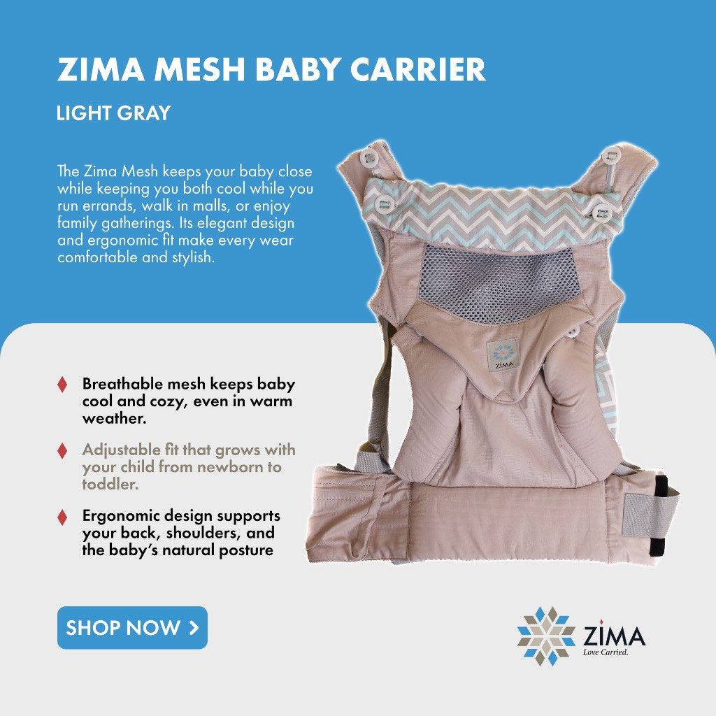 Zima Mesh Ergonomic Baby Carrier (Category: Carriers & Slings) located in Pasig City. Submitted by juanamarie (Listing ID 1436278950, Image 2). Description: Zima Mesh Ergonomic Baby Carrier Brand New Complete with box Original Price: 2,995Php Selling Price: 2,500Php Negotiable for sure buyer Rfs: Ayaw ni baby 😔.