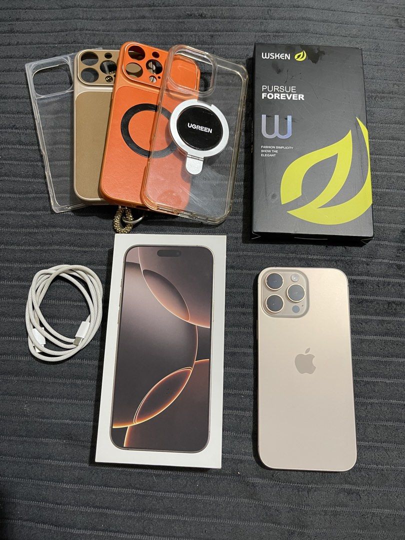 16 Pro Max 256gb FU PowerMac Complete (Category: iPhone 16 Series) located in Taguig. Submitted by kurtsmithc (Listing ID 1436465534, Image 1). Description: iPhone 16 Pro Max 256gb Complete For Sale or For Swap Factory Unlocked Dessert Titanium POWERMAC PURCHASED Under Warranty Till October 2026 Openline / Anysim NTC Approved! ZP/A Variant (Local Variant) True Tone Working Face ID Working 100% Battery Health 230cc (as of now, bcs I’ve been using 