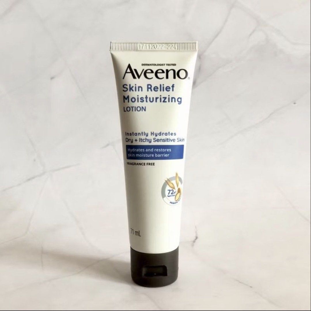71ml Aveeno Skin Relief Moisturizing Lotion (Category: Face Care) located in Mandaluyong City. Submitted by brandsforless.ph (Listing ID 1436172518, Image 2). Description: - Original Aveeno product - 3yrs shelf life - Expiry: February 5, 2027 -Skin Relief Moisturizing Body Lotion - Net Wt.: 71ml - Dermatologist tested - Instantly Hydrates Dry + Itchy Sensitive Skin - Hydrates and restores skin moisture barrier - Fragrance-free - Prebiotic Triple 