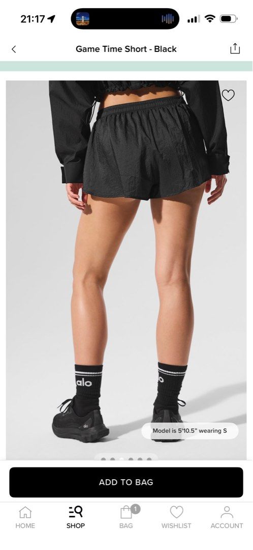 Alo Game Time Shorts Black (Category: Activewear) located in Singapore. Submitted by merrysprings (Listing ID 1436418356, Image 3). Description: Brand new Alo Game Time shorts. Size XXS, brand new with tag. Very lightweight and comes with an inner layer, perfect for gym or running ! .