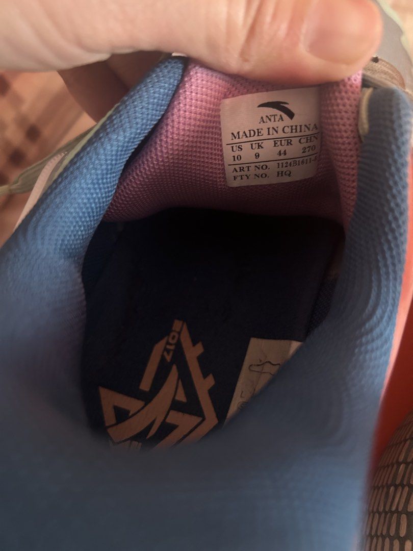ANTA Basketball Shoes Size 10 (Category: Sneakers) located in Taguig. Submitted by shepai (Listing ID 1436302976, Image 3). Description: - ANTA basketball shoes - Unique colorway - Breathable mesh upper - Supportive heel counter - Multi-patterned outsole for enhanced grip - ANTA logo and size information on insole - Comes with original box.