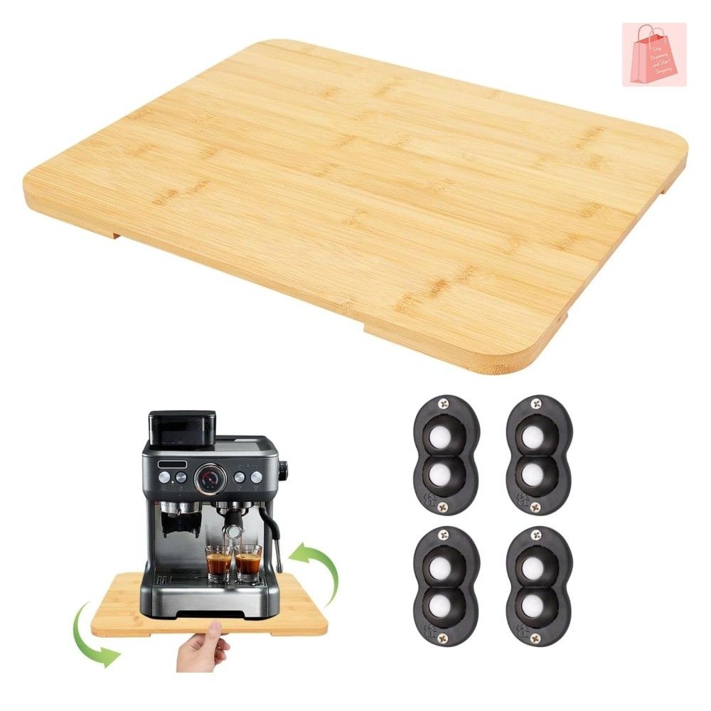 Appliance Slider 360° Rolling Tray for Coffee Maker,Bamboo Countertop ...