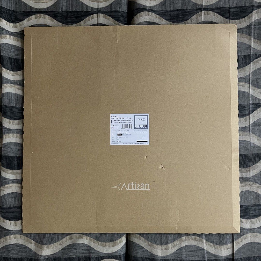 ARTISAN NINJA FX KEY-83 XSOFT XXL BLACK (Category: Mouse & Mousepads) located in General Trias. Submitted by finezalan (Listing ID 1436394596, Image 2). Description: • Can pass as brand-new • 1st owner • Used for ONLY 2 games then box stored • Sleeve user • Box dents due to overseas shipping • Bought at orange app (4/14/26, can provide proof) • Slightly negotiable.