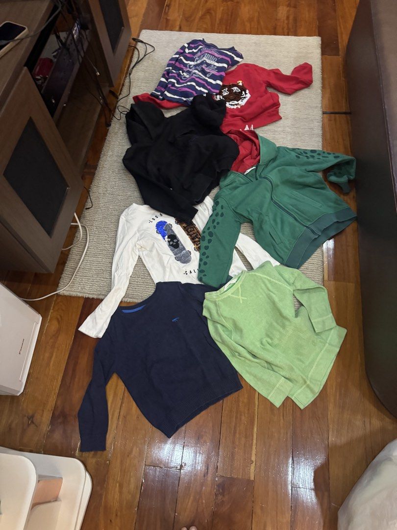 Assorted branded hoodies and longsleeves (Category: Babies & Kids Fashion) located in Quezon City. Submitted by jandbeyond (Listing ID 1436318055, Image 1). Description: 12 pcs, selling as lot for 1200 all Ages 8-10 Some are not yet even worn.