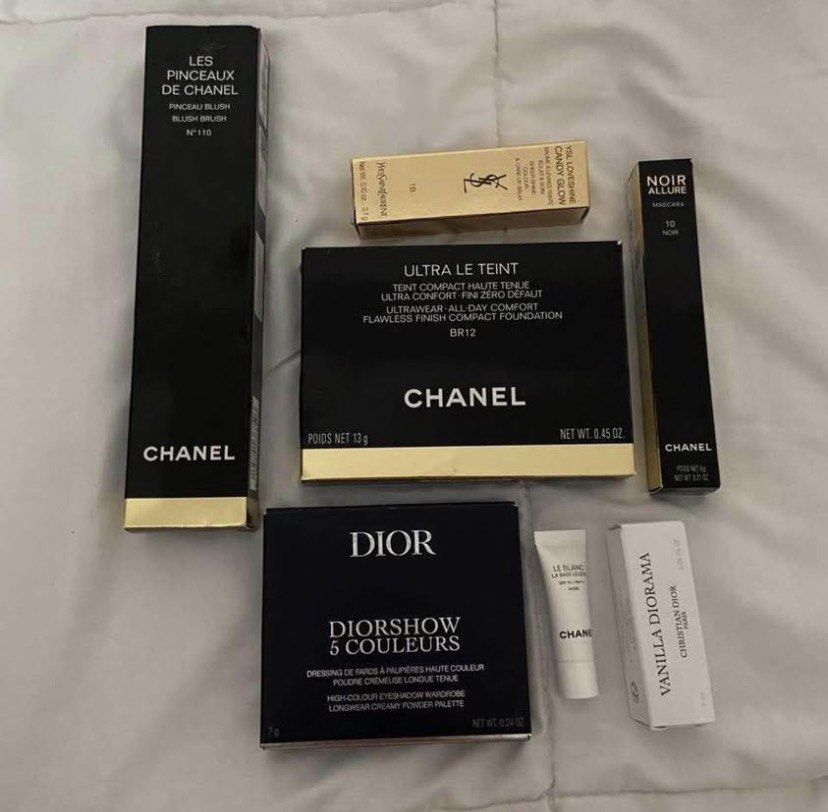 Authentic high end make up take all (Category: Makeup) located in Manila. Submitted by cia_finds (Listing ID 1436397021, Image 1). Description: Hii all items is slightly used with paper bag included of chanel and dior.