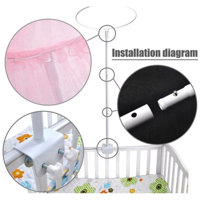 Baby Crib Mosquito Net with Brace (Category: Cots & Cribs) located in Manila. Submitted by annebeng998800 (Listing ID 1436465332, Image 2). Description: - Protect your baby from mosquitoes and insects. - Features a stylish blue canopy with decorative lace trim. - Easy clamp-on installation (see diagram). - Fits most standard cribs. - Creates a safe and comfortable sleeping environment..