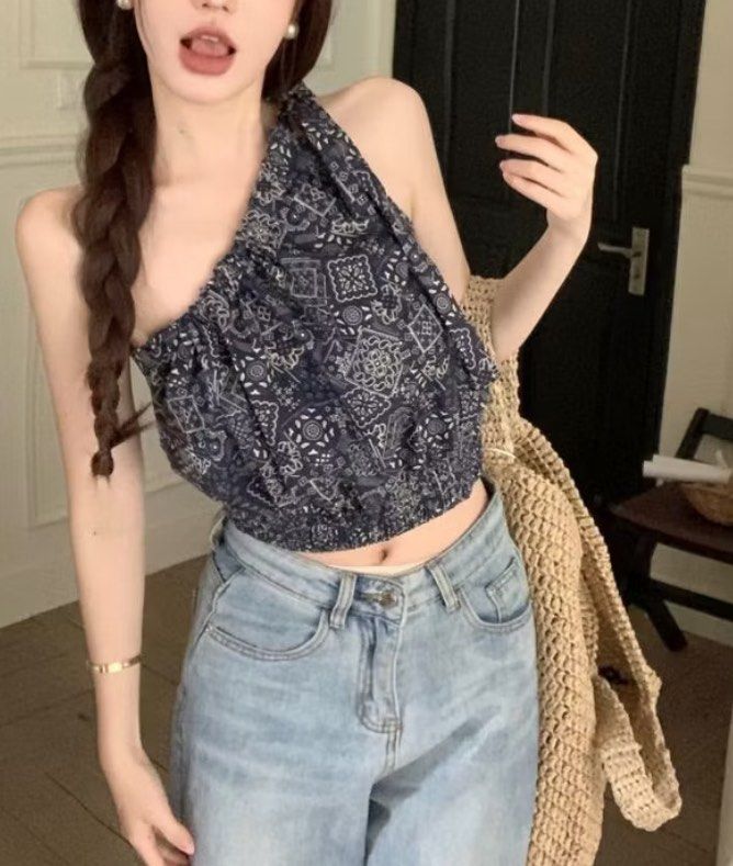 Bandana Print One Shoulder Top (Category: Sleeveless) located in Angeles City. Submitted by riel4228 (Listing ID 1436421456, Image 2). Description: used once.