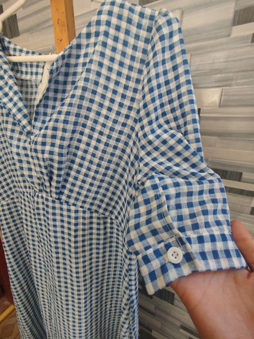 Blue Checkered Maxi Sunday Dress (Category: Dresses) located in Santo Tomas. Submitted by rieloved (Listing ID 1436305508, Image 3). Description: need inner declutter with tali zipper sa likod Bust 36 Waist 30 Length 44.