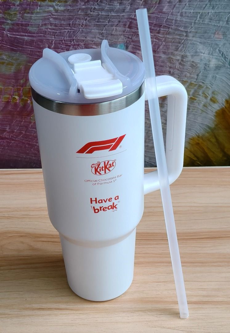 [Brand New!] F1 x KitKat Tumbler with Straw - White