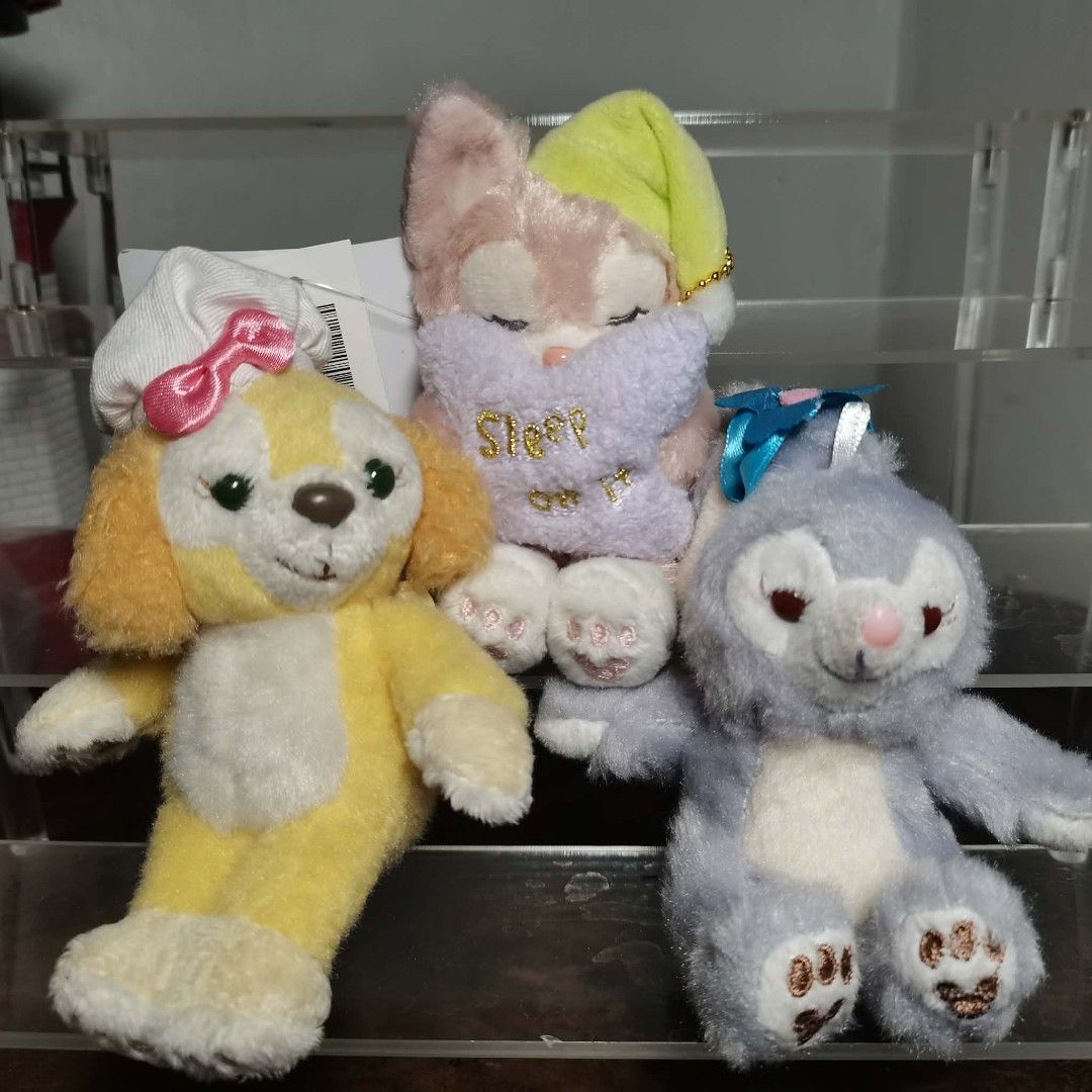 BUNDLE DUFFY AND FRIENDS PLUSH CHARM (Category: Plushies & Soft Toys) located in Baguio. Submitted by boxmania (Listing ID 1436465226, Image 1). Description: Includes Lina Bell Cookie Ann Stella Lou charms From HK/UK/Dubai/Canada or Japan Surplus Box What you see is what you get No return, no exchange (random item po nakukuha ng seller sa box).