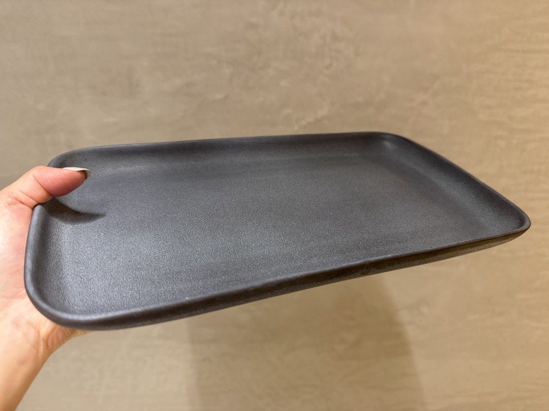 Ceramic Rectangular Matte Blue-Black Serving Plate446884346772203520