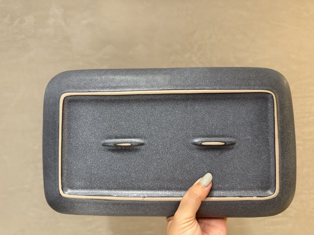 Ceramic Rectangular Matte Blue-Black Serving Plate446884346772203522