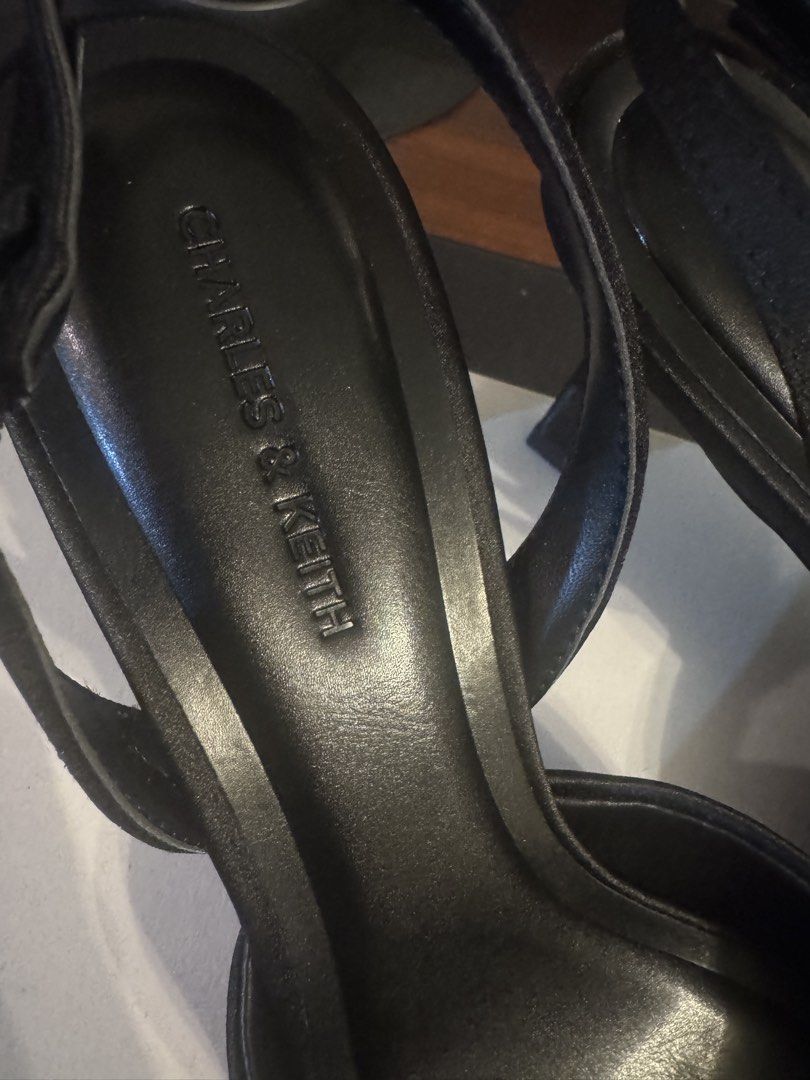 Charles and Keith sling kitten sandals shoes (Category: Heels) located in Pasig City. Submitted by redeem (Listing ID 1436438621, Image 2). Description: Brand New with box Bought in Taiwan official Charles and Keith store Size: Euro 38 RFS: Change of mind .