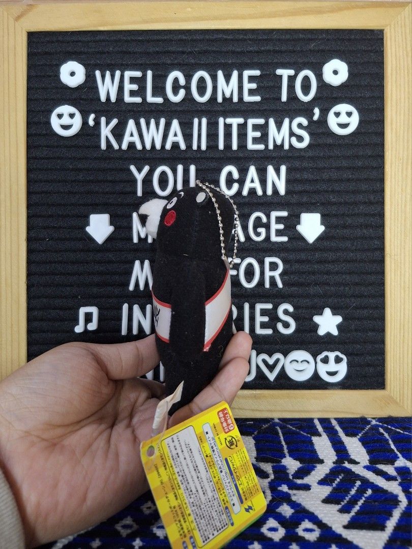 Classic Kumamon Bear Charm Plush Toy (Category: Plushies & Soft Toys) located in Bulacan. Submitted by kawaii_items_stuffed_toys (Listing ID 1436462840, Image 2). Description: Brand new with paper tag From japan box SK Japan Classic Kumamon Bear Charm/Keychain Height 5inches/13cm Just message me if you ever want to see more pictures of the item, I'm more than glad to assist you. 📌Location: San Jose Del Monte Bulacan, Philippines 🛵Shipping: Flas