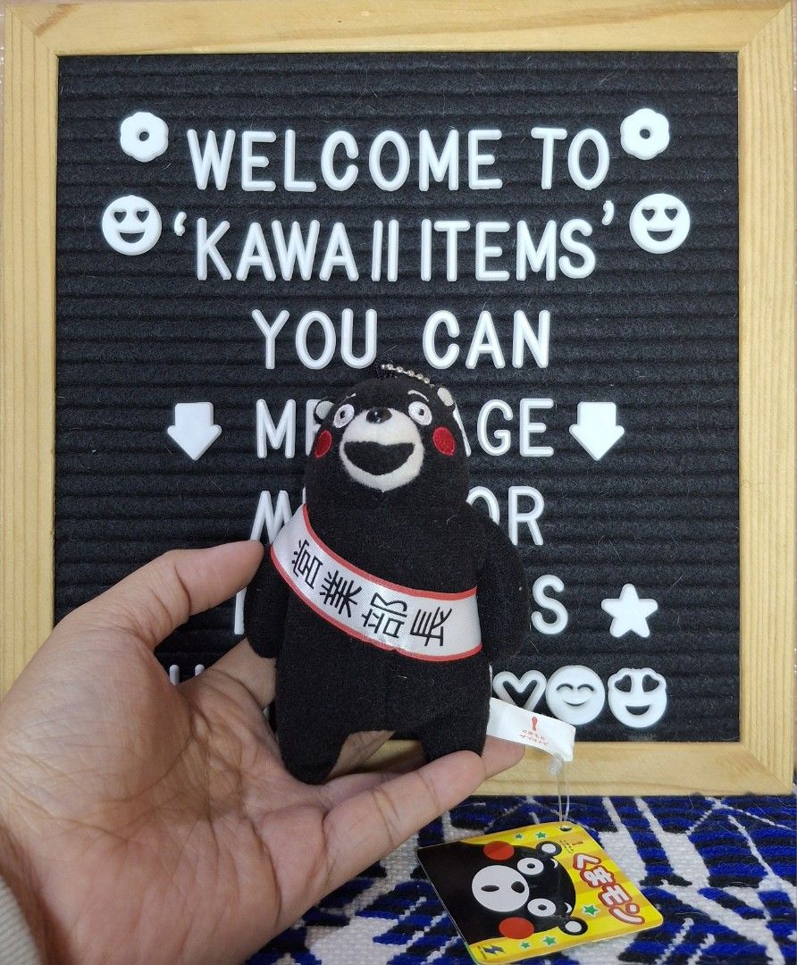 Classic Kumamon Bear Charm Plush Toy (Category: Plushies & Soft Toys) located in Bulacan. Submitted by kawaii_items_stuffed_toys (Listing ID 1436462840, Image 1). Description: Brand new with paper tag From japan box SK Japan Classic Kumamon Bear Charm/Keychain Height 5inches/13cm Just message me if you ever want to see more pictures of the item, I'm more than glad to assist you. 📌Location: San Jose Del Monte Bulacan, Philippines 🛵Shipping: Flas