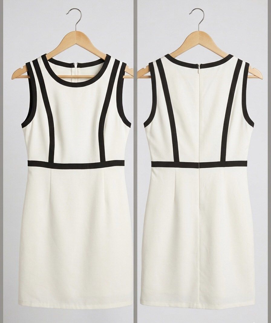 Classic Monochrome Chic: The Ultimate Preloved Shift Dress (Category: Dresses) located in Mandaluyong City. Submitted by urgifted (Listing ID 1436321325, Image 1). Description: Elevate your wardrobe with this timeless Black & White Shift Dress. Why You’ll Love It: • Contouring Detail: The strategic black piping creates a slimming, architectural effect that flatters your frame. • Versatile Design: Features a classic round neckline and a sleek slee