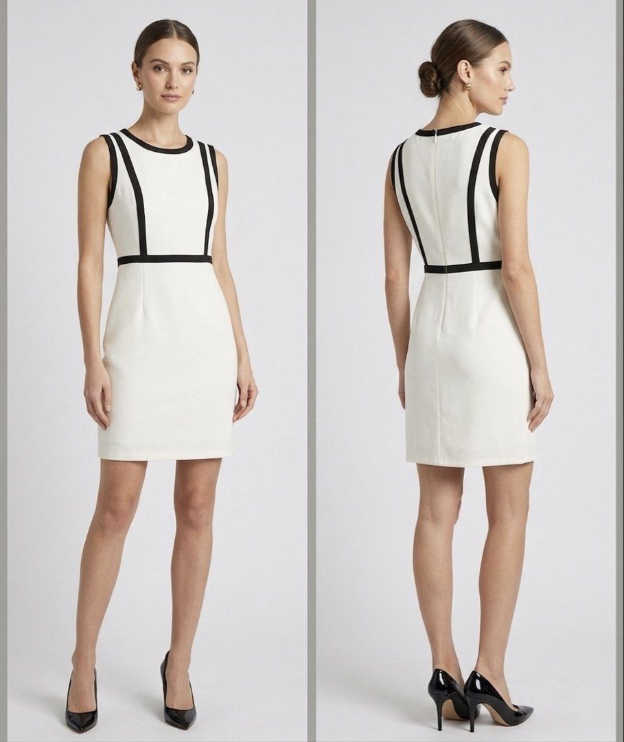 Classic Monochrome Chic: The Ultimate Preloved Shift Dress (Category: Dresses) located in Mandaluyong City. Submitted by urgifted (Listing ID 1436321325, Image 2). Description: Elevate your wardrobe with this timeless Black & White Shift Dress. Why You’ll Love It: • Contouring Detail: The strategic black piping creates a slimming, architectural effect that flatters your frame. • Versatile Design: Features a classic round neckline and a sleek slee