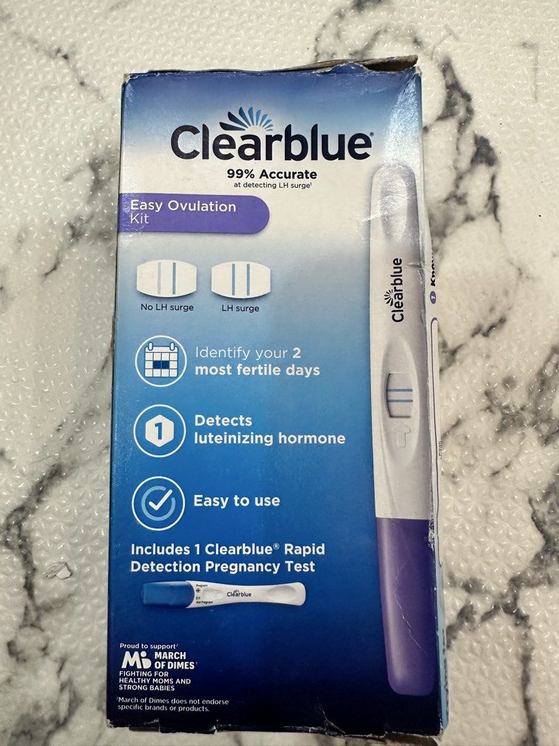 Clearblue Ovulation Complete Starter Kit (Category: Maternity Care) located in Quezon City. Submitted by art_declutter (Listing ID 1436335689, Image 2). Description: 10 Ovulation Tests and 1 Pregnancy Test .
