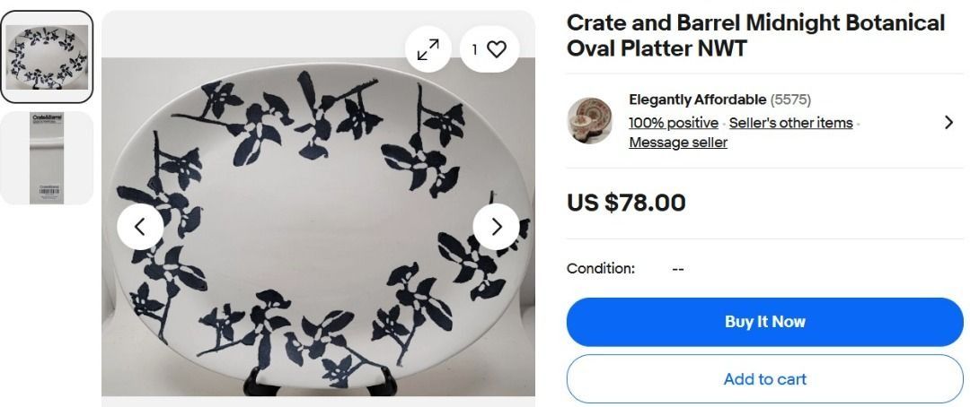 Crate & Barrel Leafy Botanical Oval Platter446749851895746564