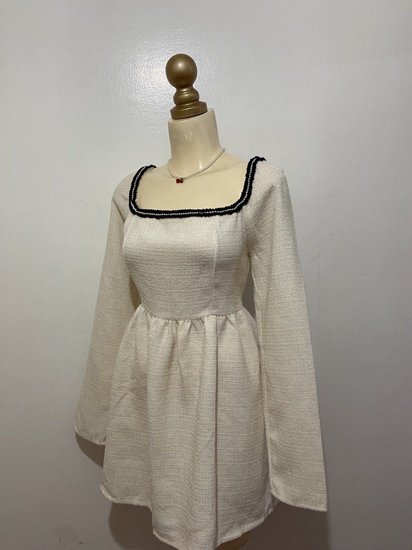 Cream Tweed Square-neck Dress (Category: Dresses) located in Mandaluyong City. Submitted by cxia_style (Listing ID 1436443795, Image 2). Description: ♡ washed & ready-to-wear ♡ all items are handpicked ♡ nationwide shipping ♡ see each photo for more details. DM us for more info 💌.