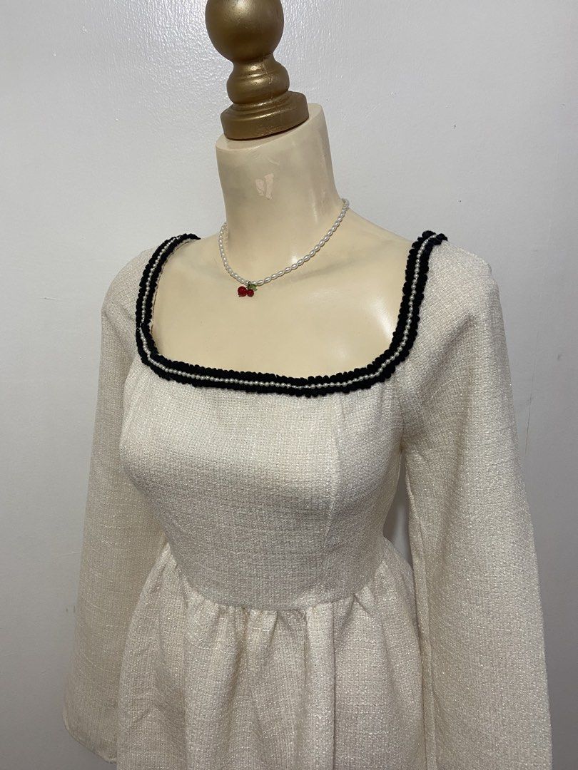 Cream Tweed Square-neck Dress (Category: Dresses) located in Mandaluyong City. Submitted by cxia_style (Listing ID 1436443795, Image 3). Description: ♡ washed & ready-to-wear ♡ all items are handpicked ♡ nationwide shipping ♡ see each photo for more details. DM us for more info 💌.