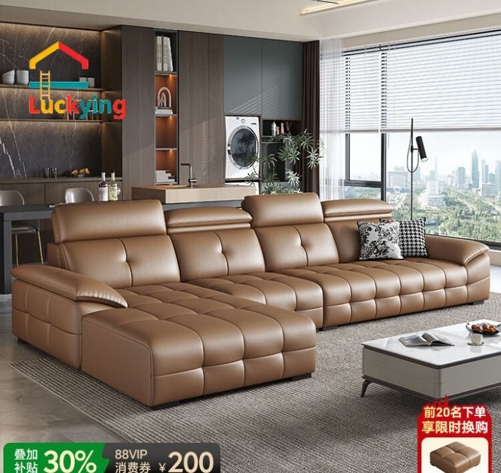 Dileman Luxury Brown Genuine Leather Sofa