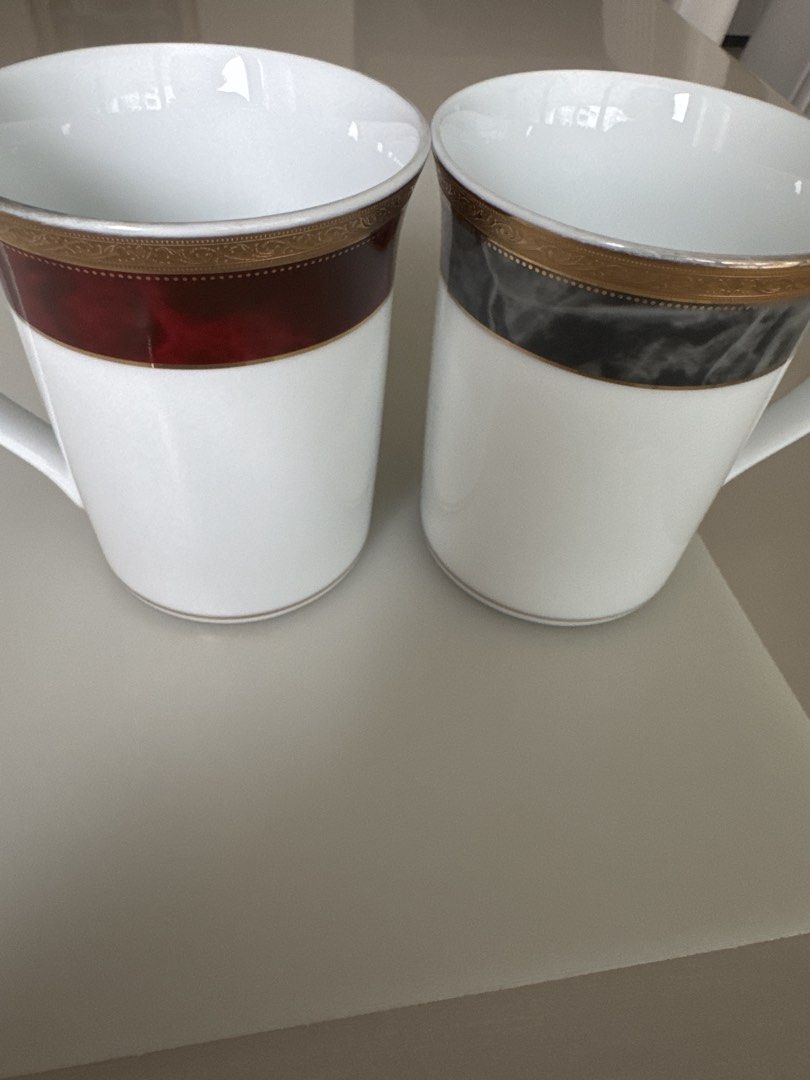 Elegant Porcelain Mugs - Set of 2