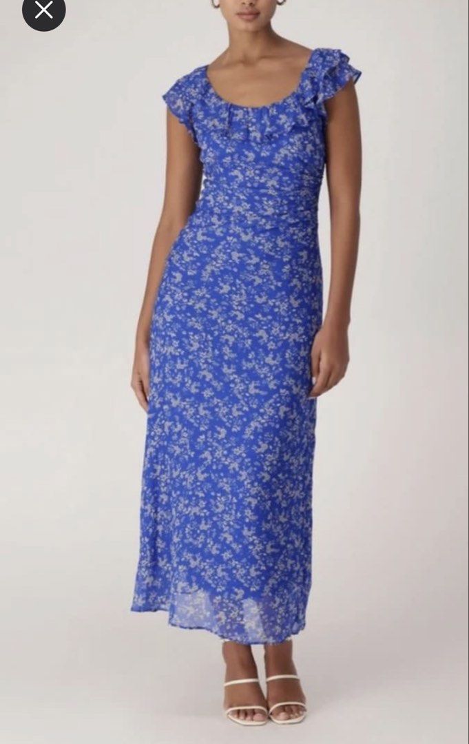 Ever New Blue Ruffle Long Dress (Category: Dresses) located in Quezon City. Submitted by wholesalesupplier (Listing ID 1436326619, Image 3). Description: Size small up to medium ✨ Ever New Melbourne Blue Floral Maxi Dress ✨ Elegant and flattering Ever New Melbourne maxi dress in a gorgeous royal blue floral print. Features soft flutter sleeves, a feminine neckline, and a flowy silhouette that gives that effortless classy, romantic vibe 🌷 Perfect