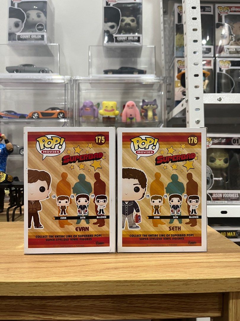 Funko Pop Movies Superbad Set (Category: Designer & Blind Box Toys) located in Bacoor. Submitted by chongscollectibles (Listing ID 1436420452, Image 3). Description: Box conditions: Evan - 8.9/10 Seth - 9/10 Used Boss protectors included. Mop:Gcash Mod:Lalamove,LBC 📍The District Dasmariñas, Alabang Town Center, Festival Mall, Rockwell Makati (by schedule)..