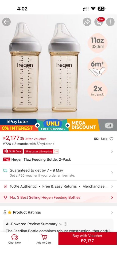 Hegen 5oz/8oz/11oz Feeding Bottle 2-Pack (Category: Breastfeeding & Bottle Feeding) located in Pasig City. Submitted by chummybub (Listing ID 1436364478, Image 3). Description: Brand new 11 oz Blue Hegen bottle 100% authentic Used once white hegen bottle 8oz 100% authentic RFS - ayaw ni baby nung nipple 11oz - 800 only SRP 1200 8oz - 450 SRP 1000 .