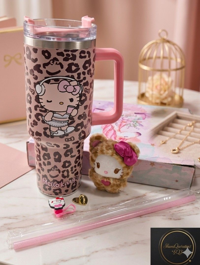 Hello Kitty Leopard Print Tumbler with Accessories446884347716587521
