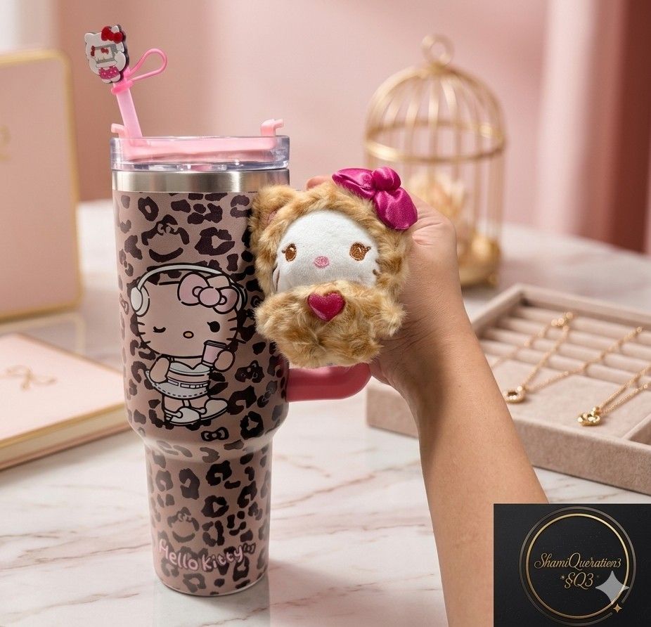 Hello Kitty Leopard Print Tumbler with Accessories