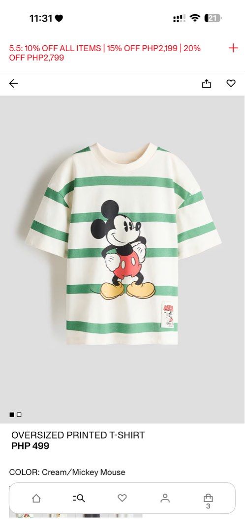 H&M mickey tshirt kids (Category: Babies & Kids Fashion) located in Caloocan City. Submitted by storm4 (Listing ID 1436464493, Image 1). Description: 4-6Y.