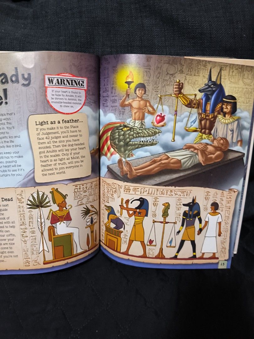 How to live like an Egyptian Mummy Maker (Category: Storybooks) located in Makati City. Submitted by playasyougrow (Listing ID 1436322248, Image 3). Description: Softbound with plastic sleeve Preloved No flaws Travel down the Nile and into the heart of an ancient tomb with young Neferu, who is training to mummify a great pharaoh. Look over his shoulder to witness the dog-headed Anubis weighing the heart of a corpse, or the brains being removed an
