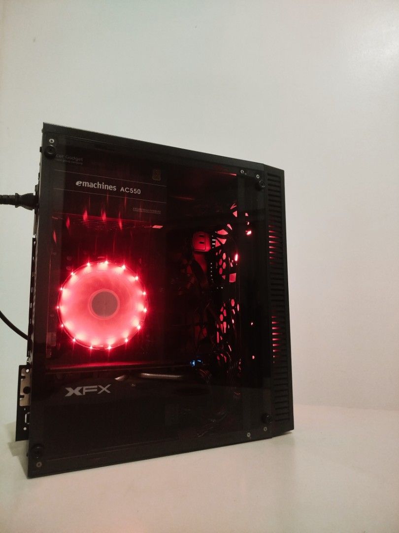 i5-10400 + RX580 Gaming Desktop PC (Category: Desktops) located in Manila. Submitted by allanhs (Listing ID 1436421688, Image 3). Description: i5-10400 + RX580 8GB Micro-ATX Gaming Desktop PC (Black-Red Color Theme) Kayang-kaya Dota2, CS, Valorant, PUBG, OW2, etc. CPU 🧠: INTEL i5-10400 Motherboard: Gigabyte H410M H GPU 👀: RX 580 8GB Brand New PSU ⚡: ACER E-Machines 550W Brand New RAM: 8gb DDR4 CASE 📦: YGT Micro-ATX Tempered Glass Side Panel Br