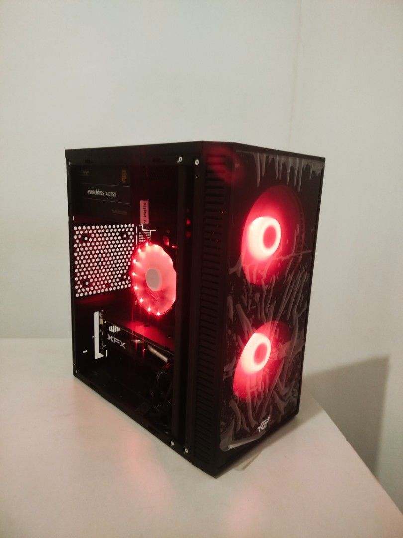 i5-10400 + RX580 Gaming Desktop PC (Category: Desktops) located in Manila. Submitted by allanhs (Listing ID 1436421688, Image 2). Description: i5-10400 + RX580 8GB Micro-ATX Gaming Desktop PC (Black-Red Color Theme) Kayang-kaya Dota2, CS, Valorant, PUBG, OW2, etc. CPU 🧠: INTEL i5-10400 Motherboard: Gigabyte H410M H GPU 👀: RX 580 8GB Brand New PSU ⚡: ACER E-Machines 550W Brand New RAM: 8gb DDR4 CASE 📦: YGT Micro-ATX Tempered Glass Side Panel Br