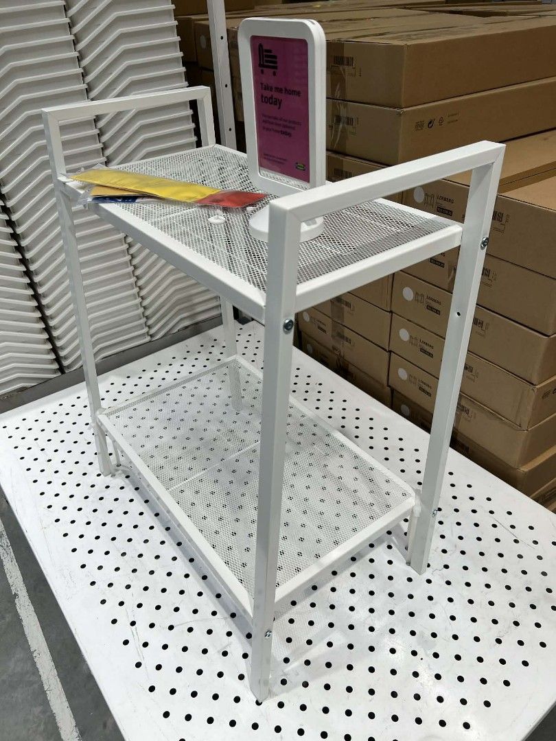 IKEA Lerberg shelf unit (Category: Shelves, Cabinets & Racks) located in Makati City. Submitted by jayselle78 (Listing ID 1436363014, Image 1). Description: Available: 1 white and 2 black Width: 60 cm (23 5/8 ") Depth: 35 cm (13 3/4 ") Height: 70 cm (27 1/2 ") Max load/shelf: 10 kg (22 lb) Material Side panel: Steel, Epoxy/polyester powder coating Shelf: Steel, Steel, Epoxy/polyester powder coating Care Wipe clean using a damp cloth and a mild cl