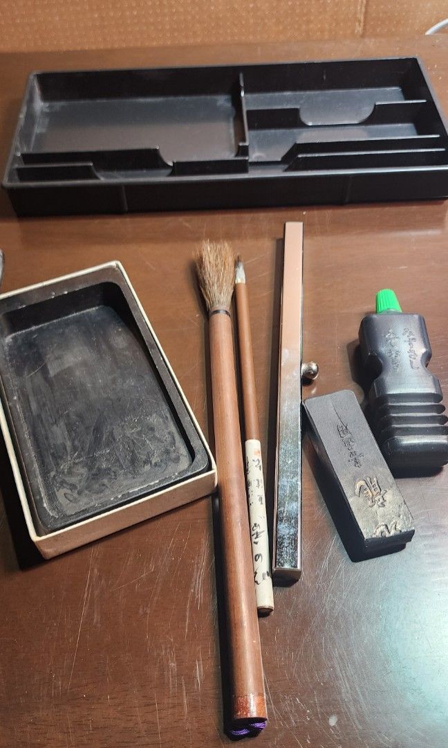 Japanese calligraphy set (Category: Stationery & School Supplies) located in Baguio. Submitted by coffeesilvershadow_28 (Listing ID 1436467670, Image 3). Description: - From Japan surplus - With signs of usage, unti na lang laman ng ink. Buy as is - with leather case - Baguio dropping - Jnt shipping- Payment first pkus sf before shipping.