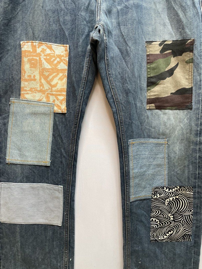 Jeans patchwork (Category: Jeans) located in Tampin. Submitted by mareybundle (Listing ID 1436357888, Image 2). Description: Code=pw-36 Cutting seluar= straightcut Pinggang=37 Peha=13 Open leg=8.5 Labuh=38.5 Rm =88 ‼️9.5/10 Jgn lupe follow first IG dan tiktok = mareybundle Utk item2 branded dan jackpot 🎰 Turn on notification utk update yg akan datang❗❗❗ 🛵Kos posto rm10🛵 Dekat kite cod je geng ✌️.
