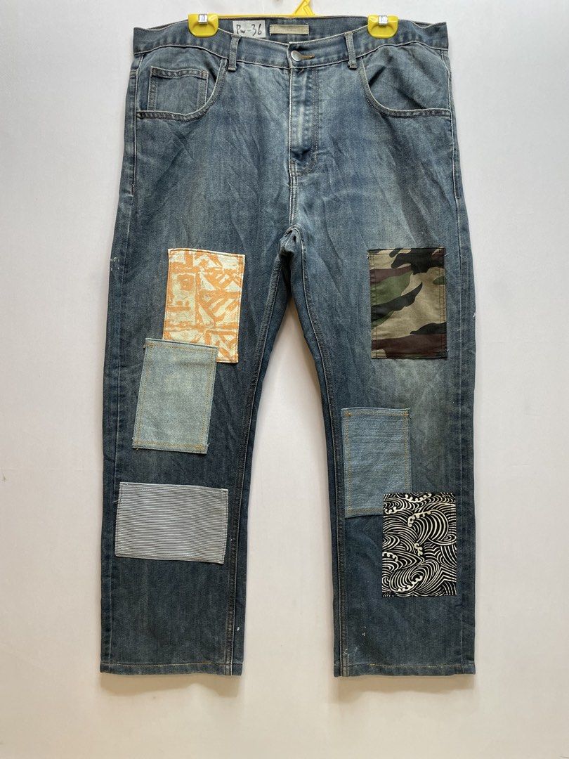 Jeans patchwork (Category: Jeans) located in Tampin. Submitted by mareybundle (Listing ID 1436357888, Image 1). Description: Code=pw-36 Cutting seluar= straightcut Pinggang=37 Peha=13 Open leg=8.5 Labuh=38.5 Rm =88 ‼️9.5/10 Jgn lupe follow first IG dan tiktok = mareybundle Utk item2 branded dan jackpot 🎰 Turn on notification utk update yg akan datang❗❗❗ 🛵Kos posto rm10🛵 Dekat kite cod je geng ✌️.